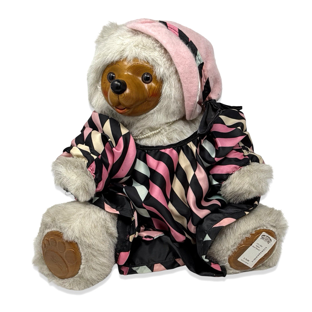 Vintage Raikes Bears “Maude” 1986 Wooden Face Teddy Bear Plush 15” No Box